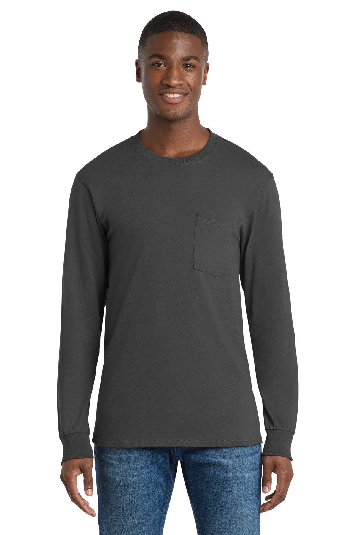 Port & Co ™ Tall Long Sleeve Essential Pocket Tee. PC61LSPT