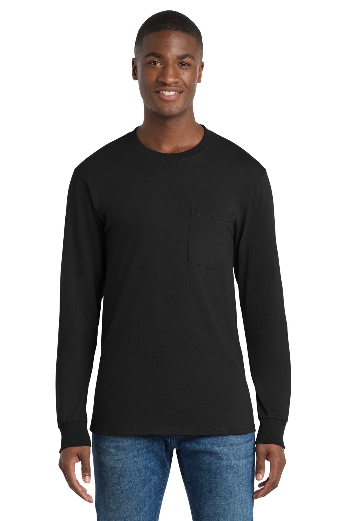 Port & Co ™ Tall Long Sleeve Essential Pocket Tee. PC61LSPT
