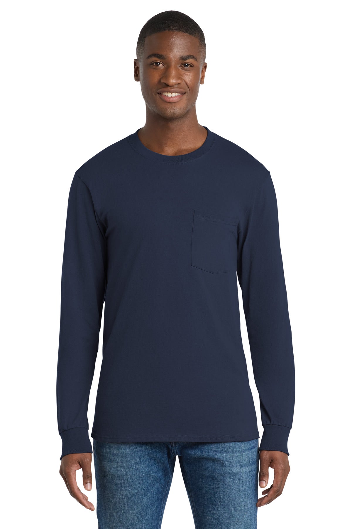 Port & Co ™ Long Sleeve Essential Pocket Tee. PC61LSP
