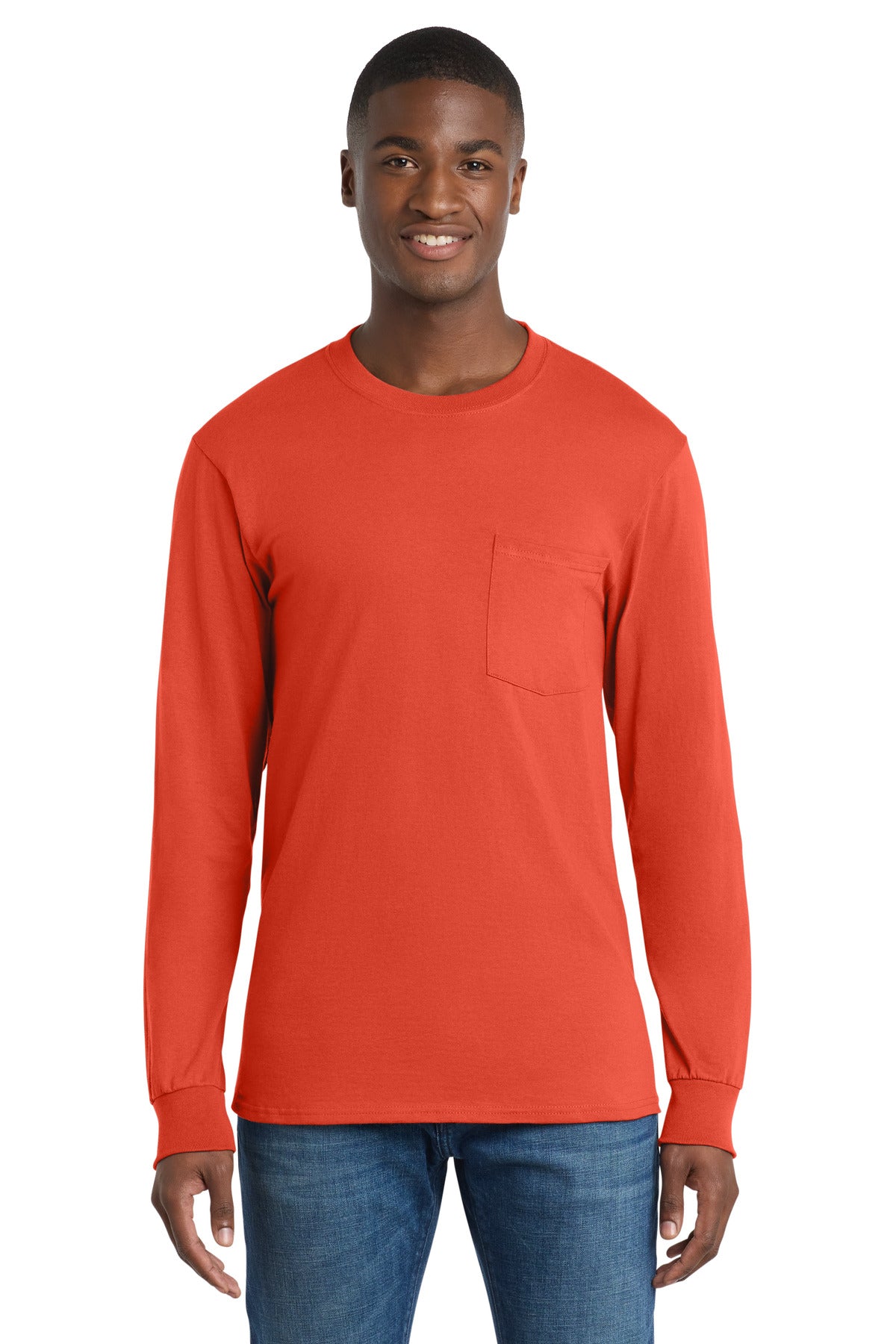 Port & Co ™ Long Sleeve Essential Pocket Tee. PC61LSP