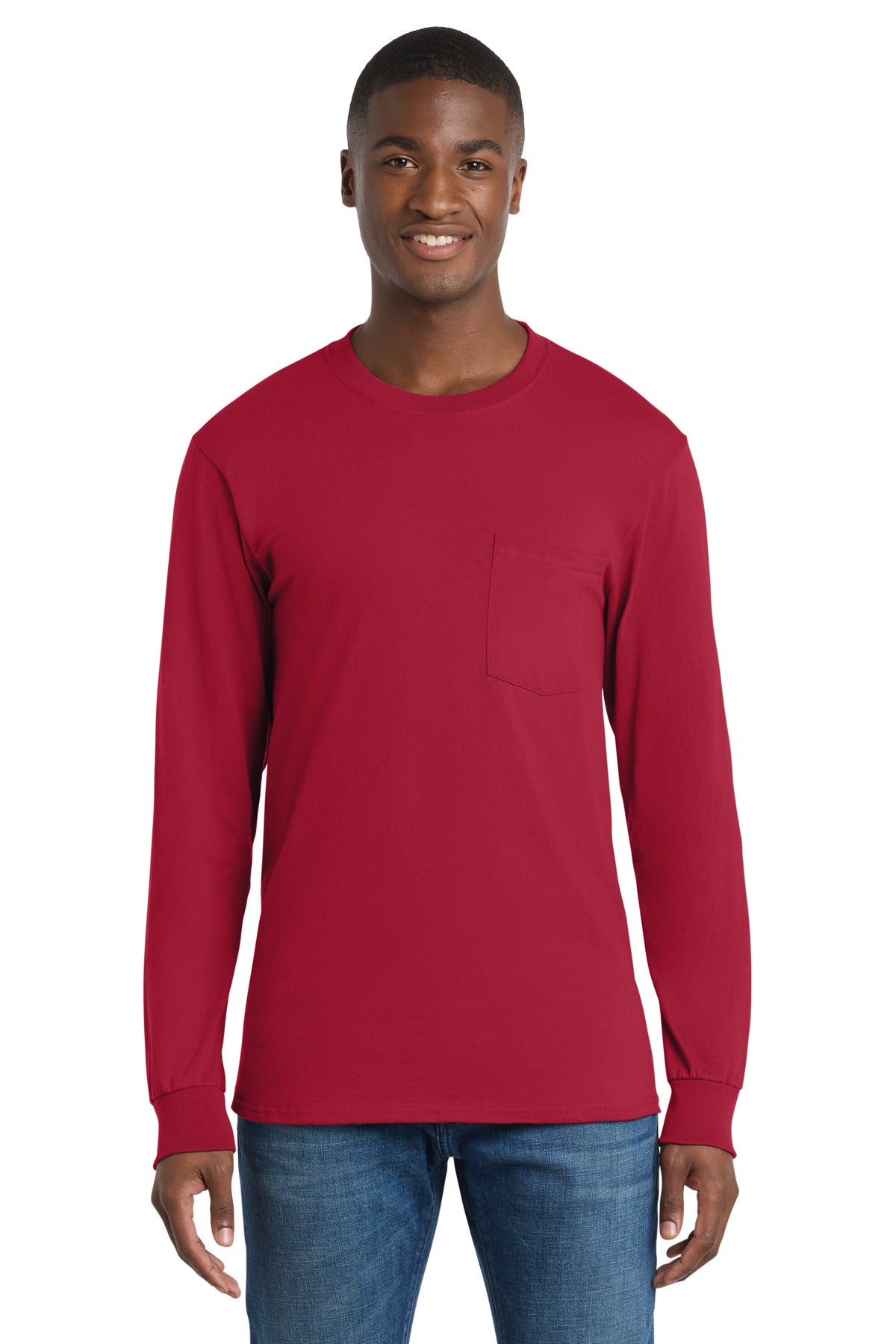 Port & Co ™ Long Sleeve Essential Pocket Tee. PC61LSP