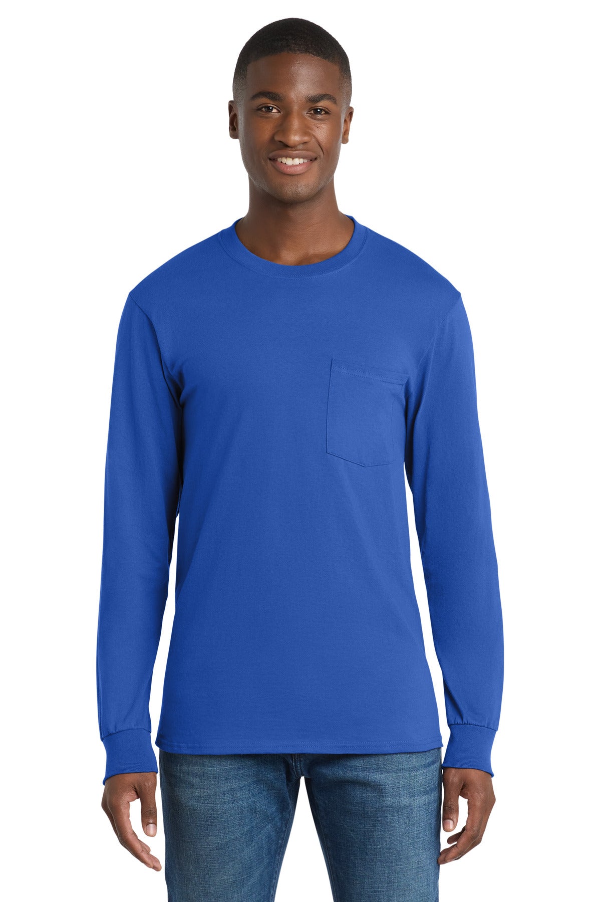 Port & Co ™ Tall Long Sleeve Essential Pocket Tee. PC61LSPT