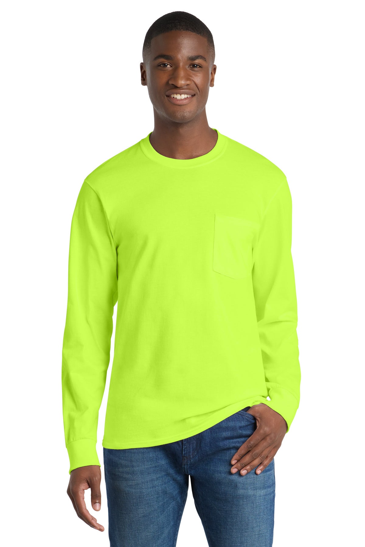 Port & Co ™ Long Sleeve Essential Pocket Tee. PC61LSP