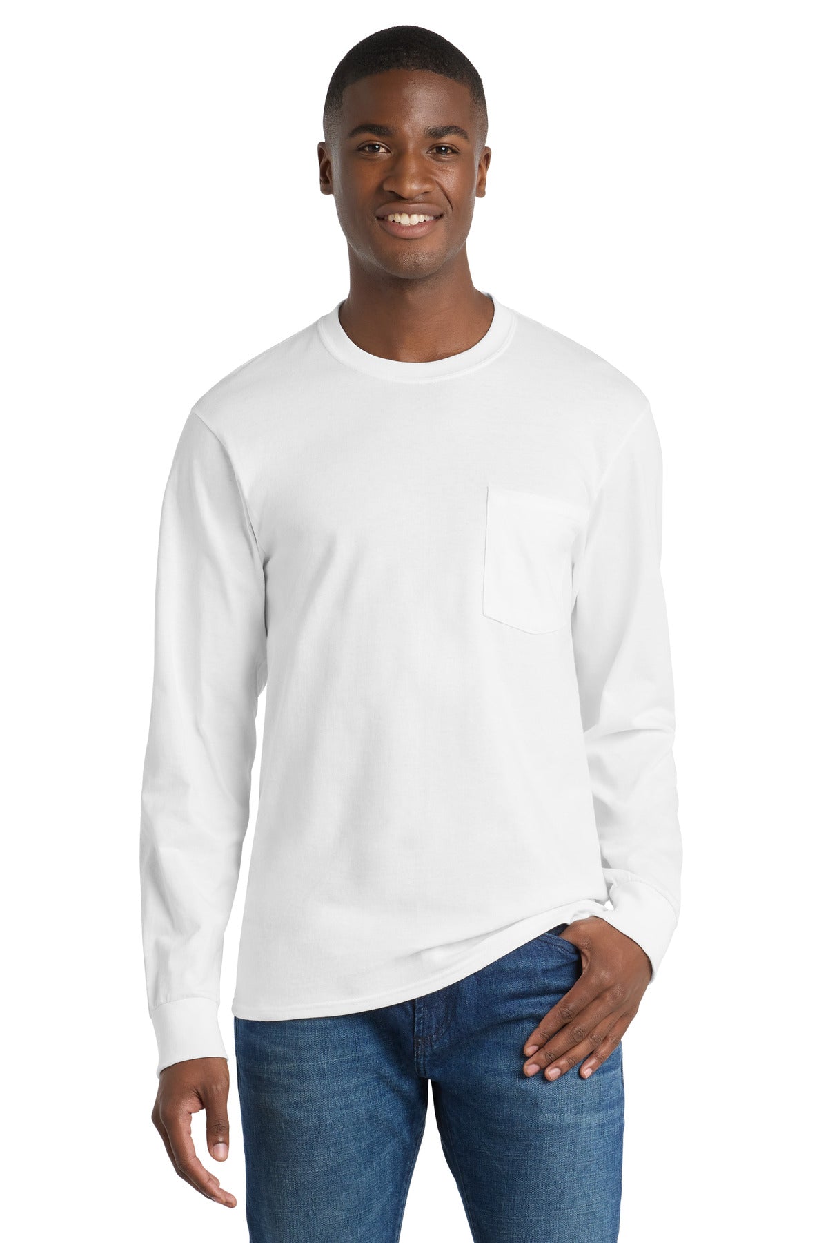 Port & Co ™ Long Sleeve Essential Pocket Tee. PC61LSP
